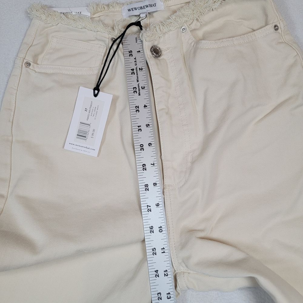 NWT WeWoreWhat Women's Frayed WB Straight Sz 27 Twill Denim Classic White - Picture 7 of 12